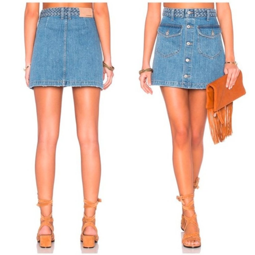 Tularosa Madelyn Denim Mini Skirt Jean 100% Cotton